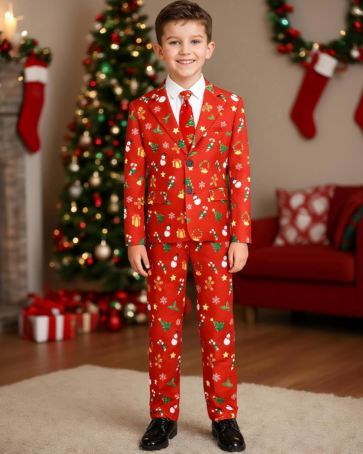 Kids Christmas Suits for Boys 4 Piece Including Jacket