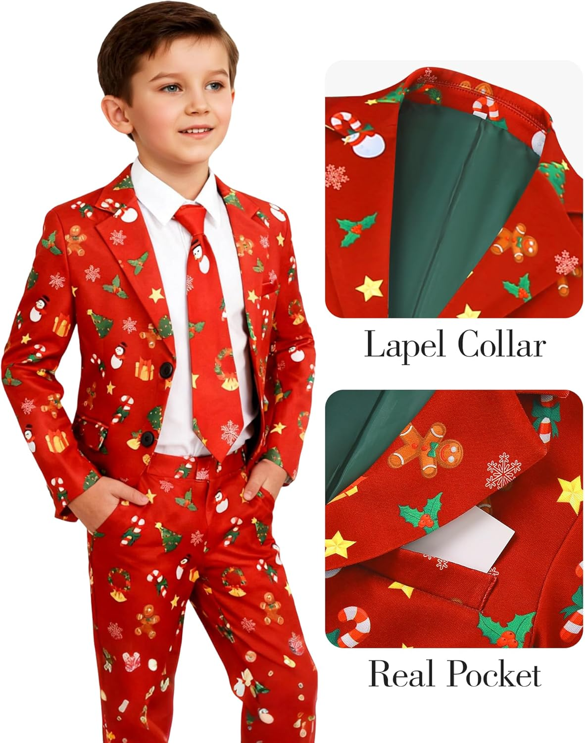 Kids Christmas Suits for Boys 4 Piece Including Jacket