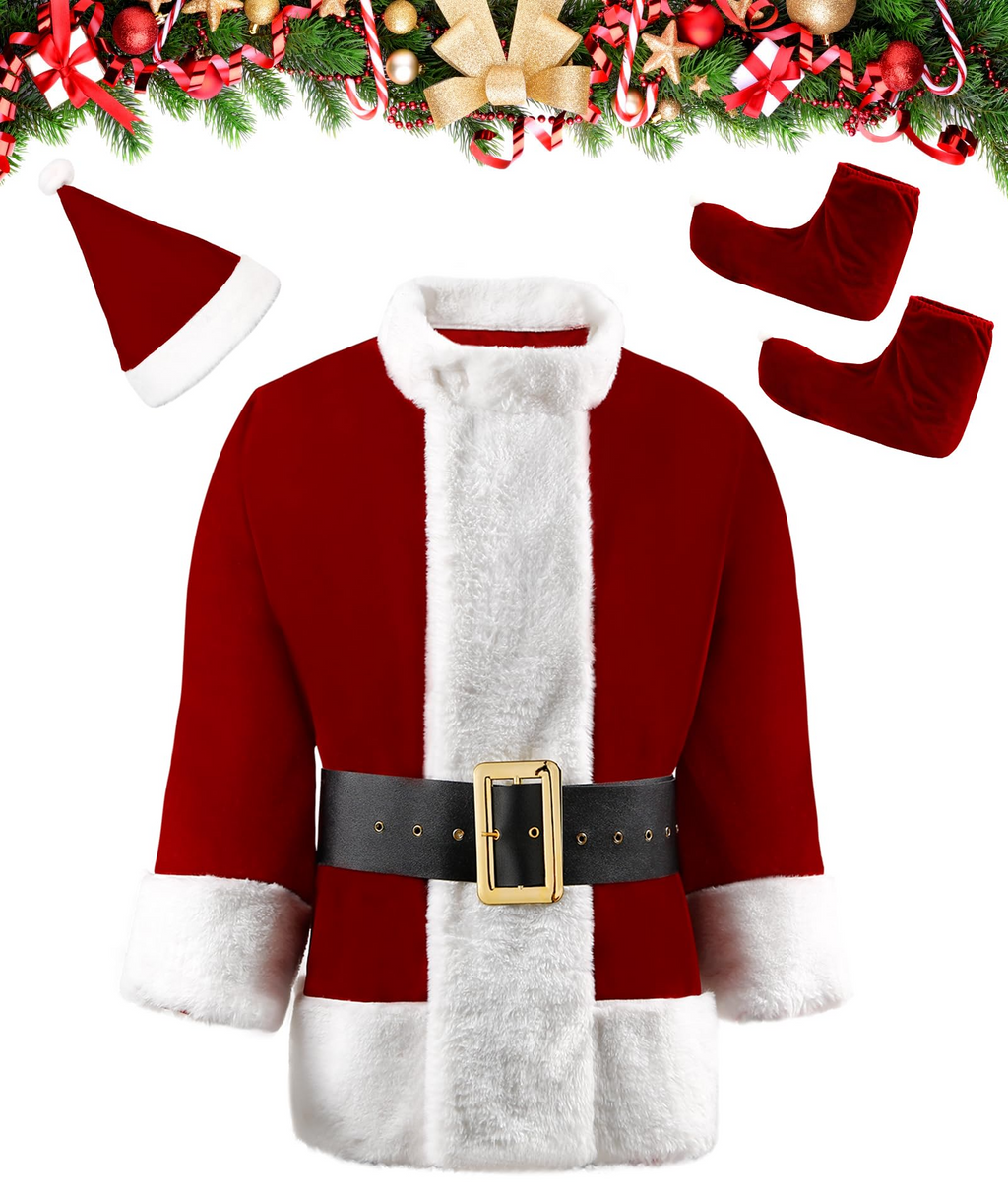 Santa Claus Costume for Men Women Adult - 9pc