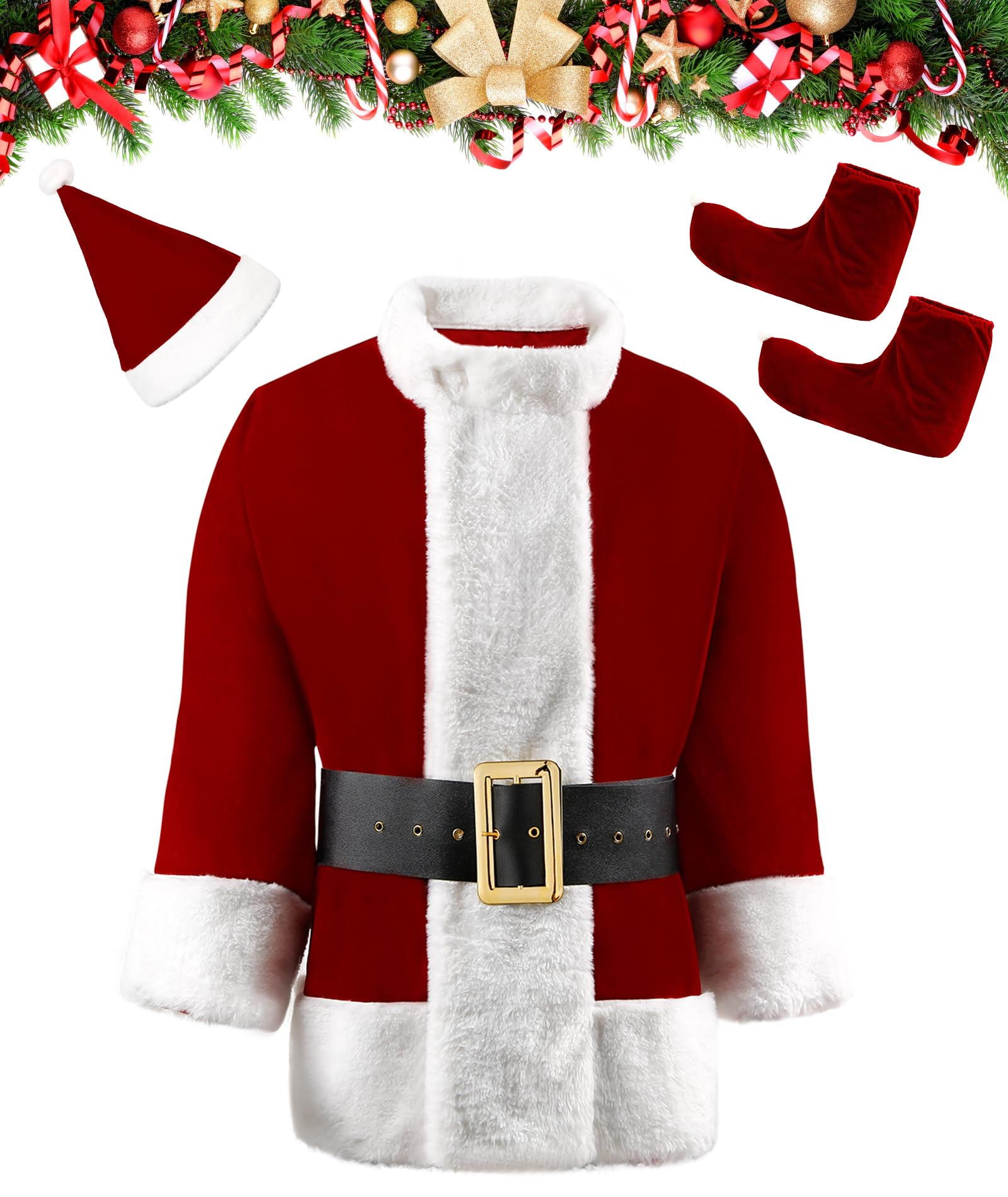 Santa Claus Costume for Men Women Adult - 9pc