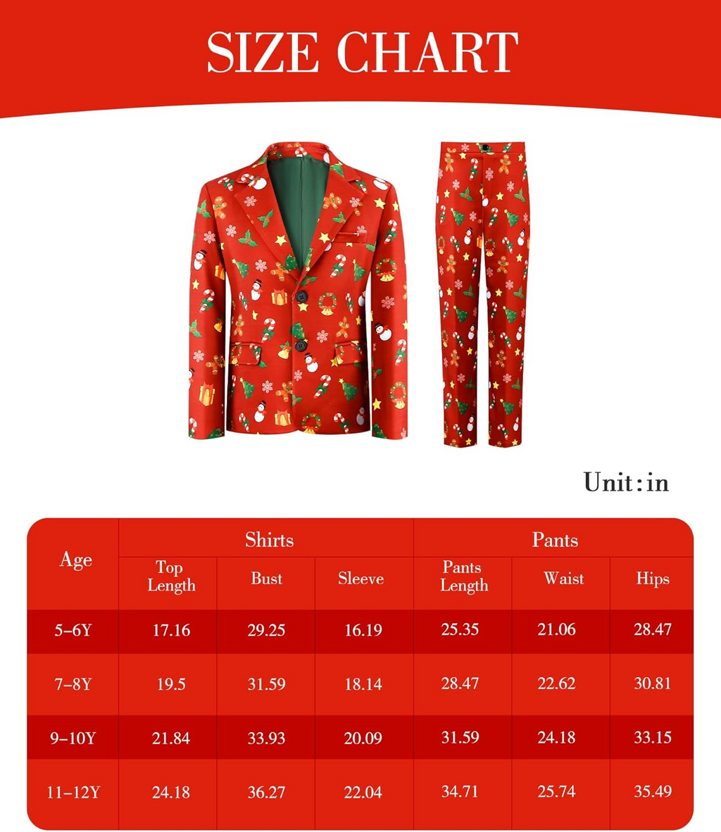 Kids Christmas Suits for Boys 4 Piece Including Jacket