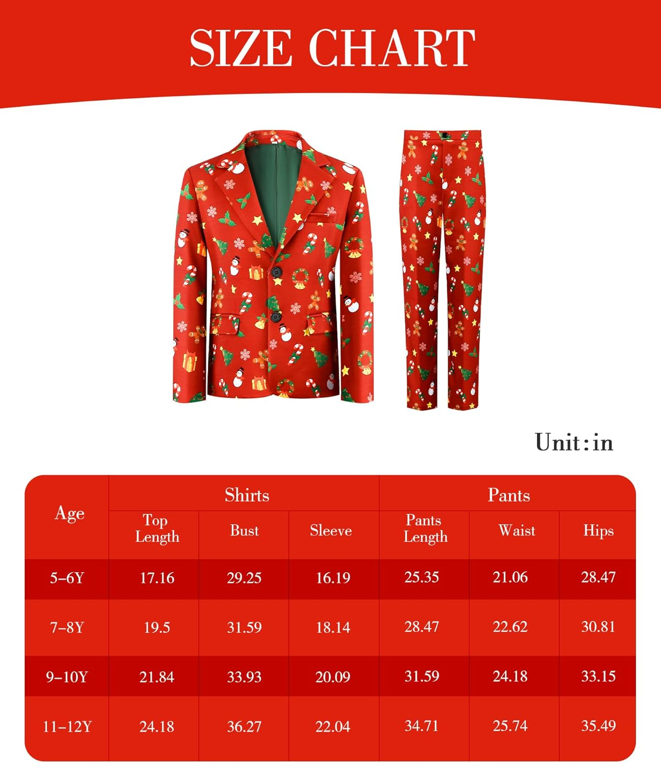 Kids Christmas Suits for Boys 4 Piece Including Jacket